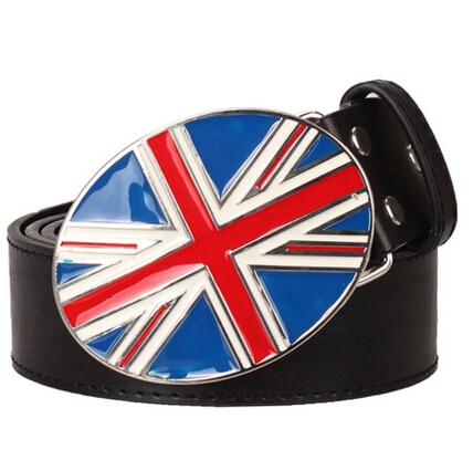 Fashion British Flag Decorative Strap Metal Buckle Belt for Men and Women - SolaceConnect.com