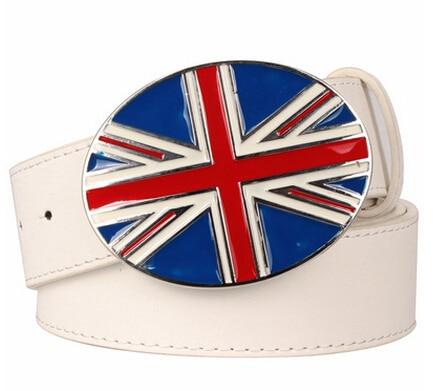 Fashion British Flag Decorative Strap Metal Buckle Belt for Men and Women - SolaceConnect.com