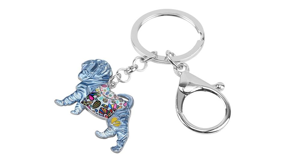 Fashion Chinese Shar-Pei Dog Animal Alloy Enamel Keychain Jewelry for Women - SolaceConnect.com
