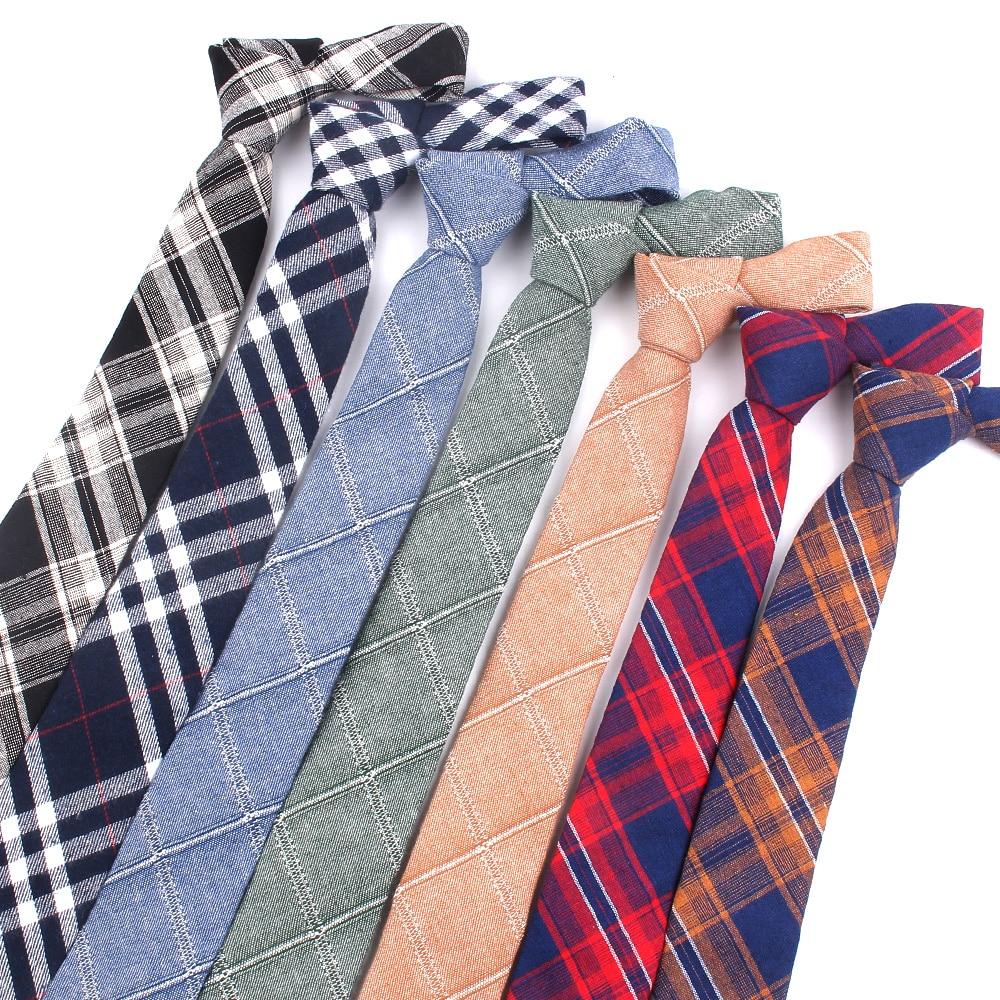 Fashion Cotton Plaid Skinny Neck Tie for Suits for Men and Women  -  GeraldBlack.com