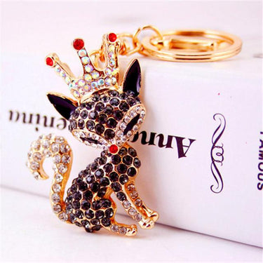 Fashion Couple Animal Fox Keychain Accessory with Luxury Rhinestone - SolaceConnect.com
