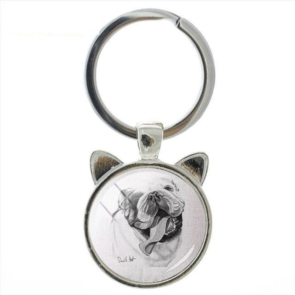 Fashion Cute Cartoon Dog Animal Art Glass Cabochon Keychain Ring Holder - SolaceConnect.com