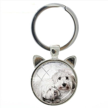 Fashion Cute Cartoon Dog Animal Art Glass Cabochon Keychain Ring Holder - SolaceConnect.com