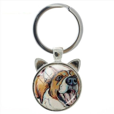 Fashion Cute Cartoon Dog Animal Art Glass Cabochon Keychain Ring Holder  -  GeraldBlack.com
