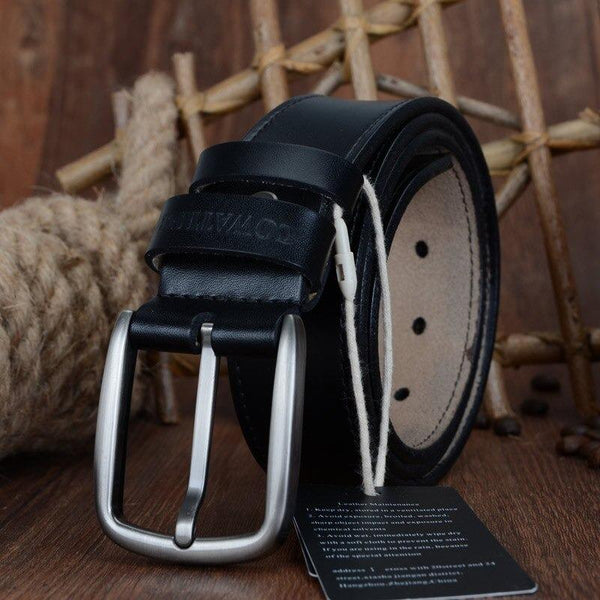Fashion Design Solid Pattern Genuine Cow Leather Men's Belts - SolaceConnect.com