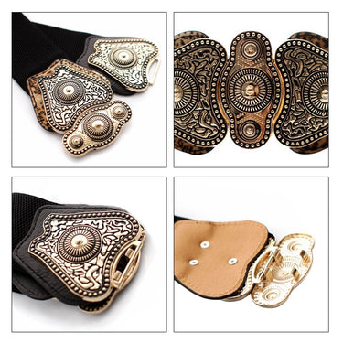 Fashion Designer Faux Leather Elastic Wide Belts for Women  -  GeraldBlack.com