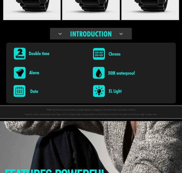 Fashion Dial Electronic Quartz Digital Outdoor Sports Watches for Men  -  GeraldBlack.com