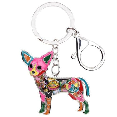 Fashion Enamel Chihuahua Dog Animal Key Chain Jewelry for Women - SolaceConnect.com
