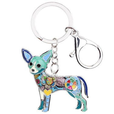 Fashion Enamel Chihuahua Dog Animal Key Chain Jewelry for Women - SolaceConnect.com