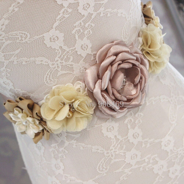 Fashion Flower Sashes Belt with Flower Headband for Girls & Woman  -  GeraldBlack.com