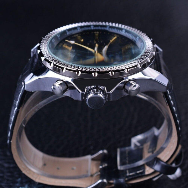 Fashion Genuine Leather Big Dial Golden Number Three Dial Men's Watches - SolaceConnect.com
