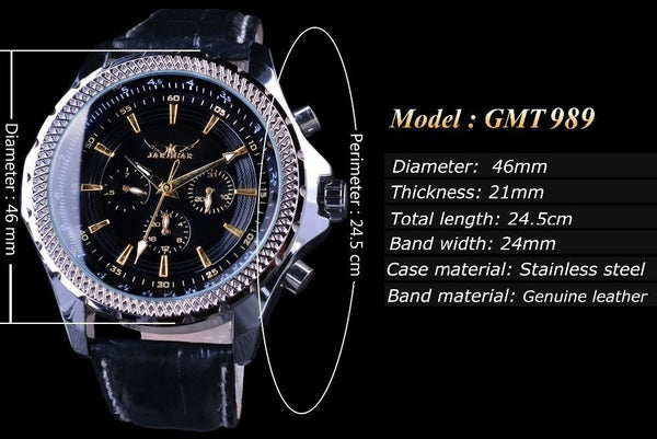 Fashion Genuine Leather Big Dial Golden Number Three Dial Men's Watches - SolaceConnect.com