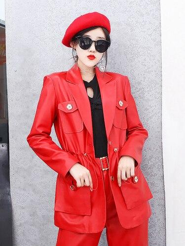 Fashion Genuine Leather Korean Style Women's Jacket for Spring and Autumn - SolaceConnect.com