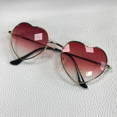 Fashion Heart Shaped Metal Clear Red Lens Sunglasses for Women - SolaceConnect.com