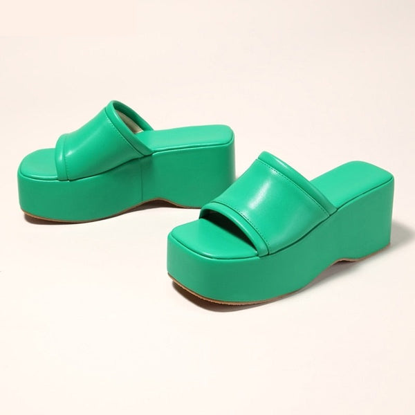 Fashion High Wedges Platform Women Summer Slides Shoes Ladies Peep Toe Slip On Outdoor Beach Slides  -  GeraldBlack.com