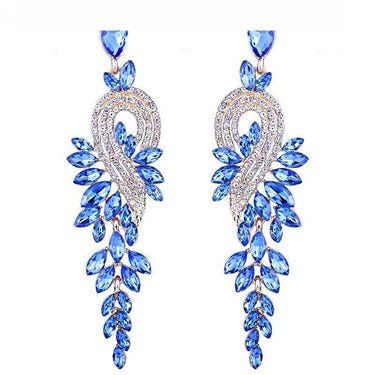 Fashion Jewelry Luxury Crystal Leaf Long Drop Earrings for Women  -  GeraldBlack.com