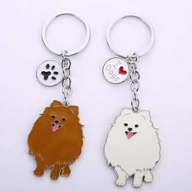 Fashion Jewelry White and Brown Pomeranian Pet Dogs Keychain Gift  -  GeraldBlack.com