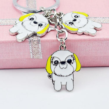 Fashion Jewelry White and Brown Pomeranian Pet Dogs Keychain Gift - SolaceConnect.com