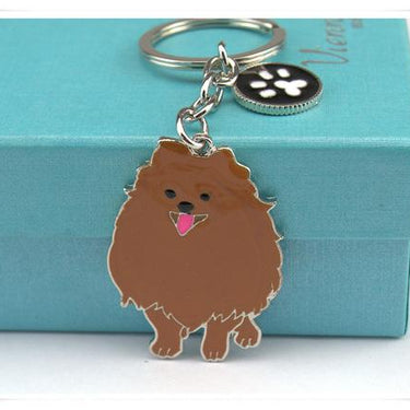 Fashion Jewelry White and Brown Pomeranian Pet Dogs Keychain Gift - SolaceConnect.com