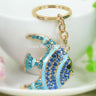 Fashion Keyring with Blue Rhinestone Crystal Fish Charm Pendant  -  GeraldBlack.com