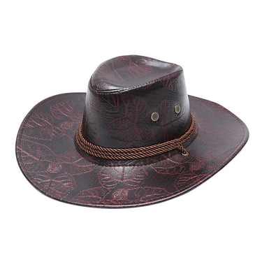 Fashion Leather Western Cowboy Hat For Men Retro Gentleman Jazz Hats Roll Up Brim Sombrero Hombre Cap  -  GeraldBlack.com