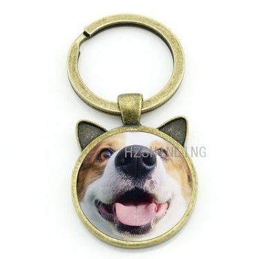 Fashion Lovely Cat Animal Metal Gems Glass Round Key Chain Ring Holder  -  GeraldBlack.com