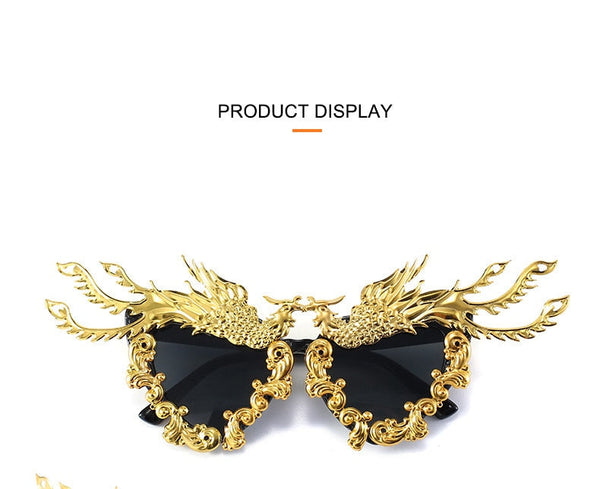 Fashion Luxury Phoenix Sunglasses women Colorful Gold Punk Sun Glasses Female Eyeglasses  -  GeraldBlack.com