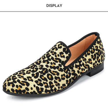 Fashion Men Leopard Cotton Fabric Smoking Loafers Shoes  -  GeraldBlack.com