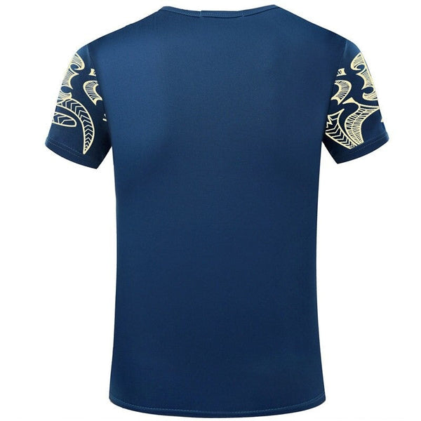 Fashion Men's Indian Print Casual Loose Fit Short Sleeve O-Neck T-Shirt  -  GeraldBlack.com