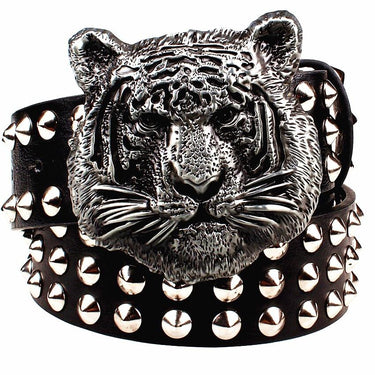 Fashion Men's Leather Belt with Cartoon Animal Tiger Head Metal Buckle  -  GeraldBlack.com