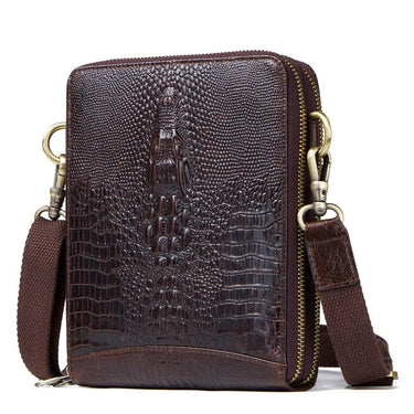 Fashion Men's Leather Messenger Crocodile Grain Shoulder Mini Mobile Phone Men Bag  -  GeraldBlack.com