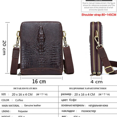 Fashion Men's Leather Messenger Crocodile Grain Shoulder Mini Mobile Phone Men Bag  -  GeraldBlack.com