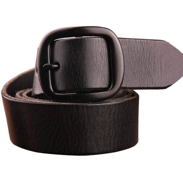 Fashion Men's Solid 3.8cm Width Cow Leather Alloy Pin Buckle Belt  -  GeraldBlack.com