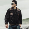 Fashion Men's Solid Genuine Leather Flight Pilot Bomber Winter Warm Jacket - SolaceConnect.com