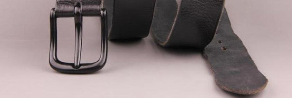 Wrinkle Pattern Cow Skin Leather Belts Black Alloy Clasp Buckle Metal Belt for Men Jeans Accessories - SolaceConnect.com