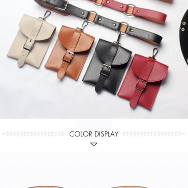 Fashion PU Leather Mini Bag Women Belts Solid Color All-match Pocket Loose Pin Buckle Belt Clothes  -  GeraldBlack.com