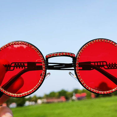 Fashion Punk Round Diamond Sunglasses Women Bling Luxury Designer Steampunk Rhinestone Sun Glasses Shades UV400  -  GeraldBlack.com