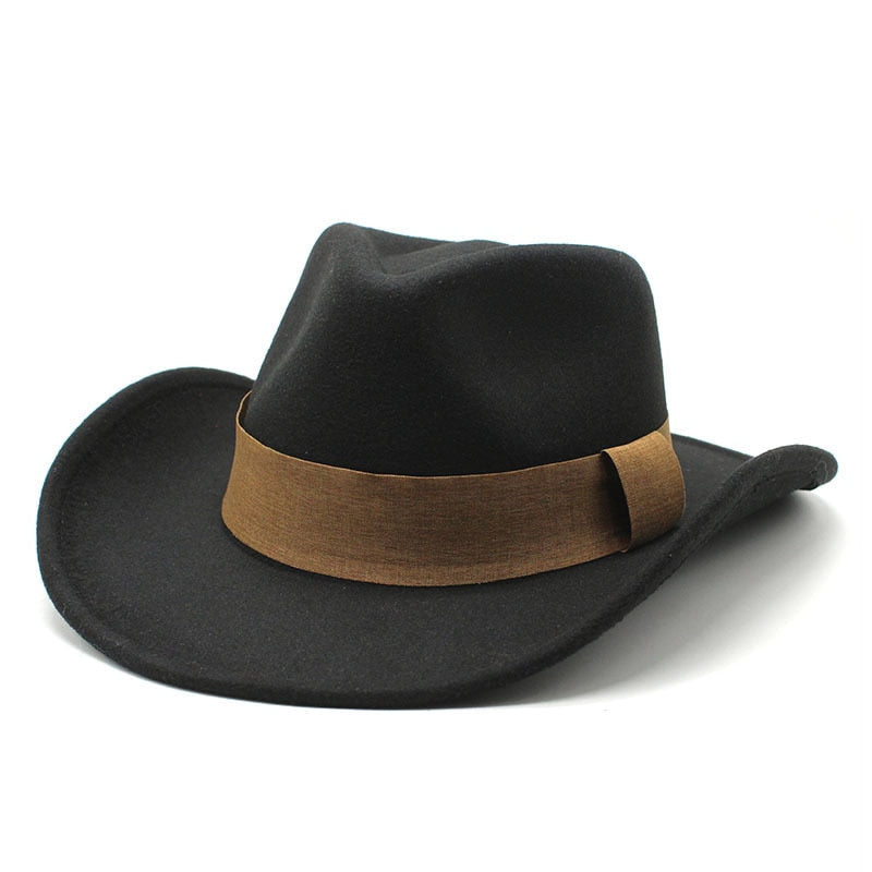 Fashion Retro Men Women Wool Western Cowboy Hat Wide Brim Pop Party Jazz Sombrero Felt Church Hat  -  GeraldBlack.com