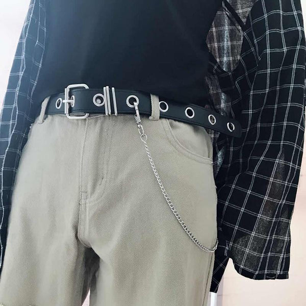 Fashion Silver Pin Buckle Detachable Chain Women's Leather Belts - SolaceConnect.com