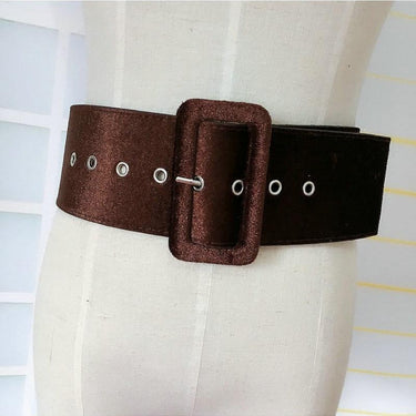 Fashion Silver Pin Buckle Solid Female Party Dress Wide Velvet Belts - SolaceConnect.com