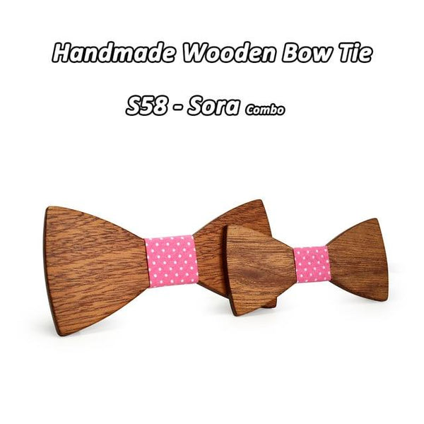 Fashion Solid Pattern Wooden Corbatas Bow Necktie for Men and Kids - SolaceConnect.com