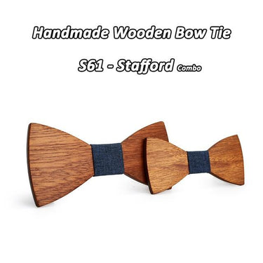Fashion Solid Pattern Wooden Corbatas Bow Necktie for Men and Kids - SolaceConnect.com