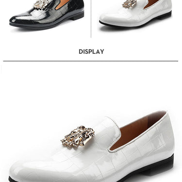 Fashion Stone Finish Leather Men Loafers And Gold Constellation Buckle Birthday Party And Wedding Shoes  -  GeraldBlack.com
