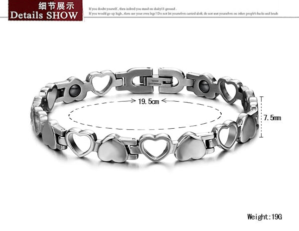 Fashion Therapy Bracelet Men Health Magnetic Stainless Steel Womens Mens Bracelets Heart Shaped Couples Wristbands Jewelry Gift  -  GeraldBlack.com