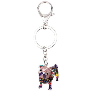 Fashion Unisex Metal Enamel Charm Pug Bulldog Keychain Pendant Jewelry <br> - SolaceConnect.com