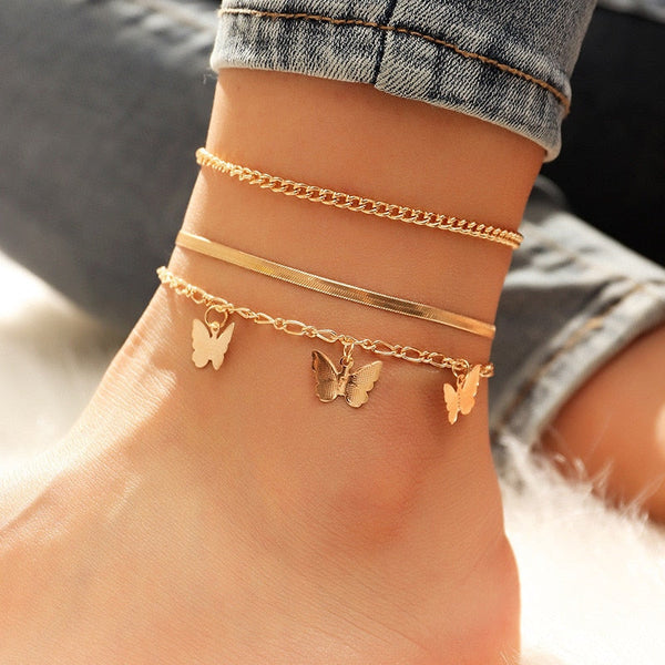 Fashion Versatile Butterfly Metal Style Chains Barefoot Anklets for Women  -  GeraldBlack.com