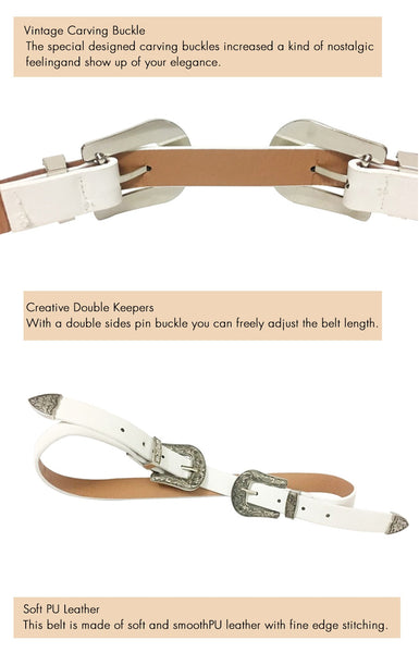 Fashion Vintage Designer Double Pin Buckle Leather Belts for Women  -  GeraldBlack.com