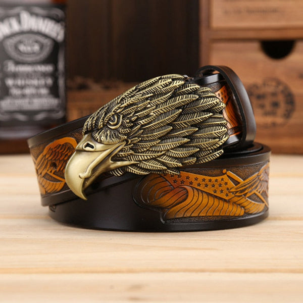 Fashion Vintage Eagle Head Genuine Leather Strap Ceinture Belt for Men  -  GeraldBlack.com