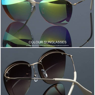 Fashion Vintage Rimless Designer Sunglasses with Coating for Women  -  GeraldBlack.com
