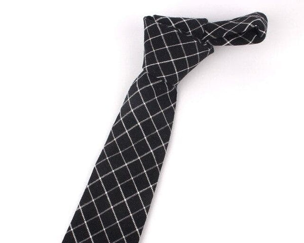Fashion Wedding Casual Cotton Skinny Plaid Neck Tie for Men and Women - SolaceConnect.com